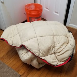 Mash wrapped in sleeping bag