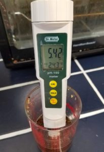 pH meter in use